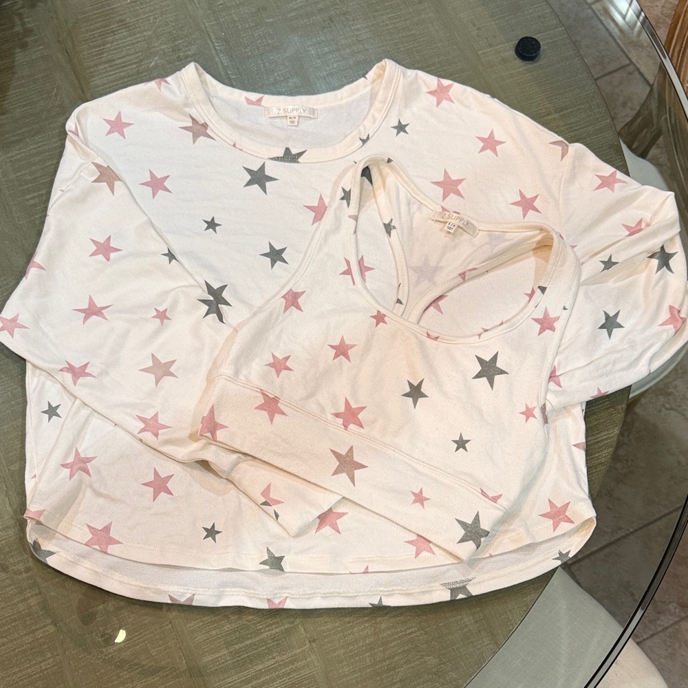 Z Supply Star Patterned Lounge Top PLUS small bra